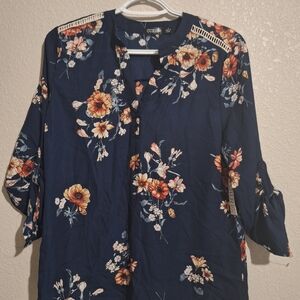 Curze Navy Floral Blouse for Women
